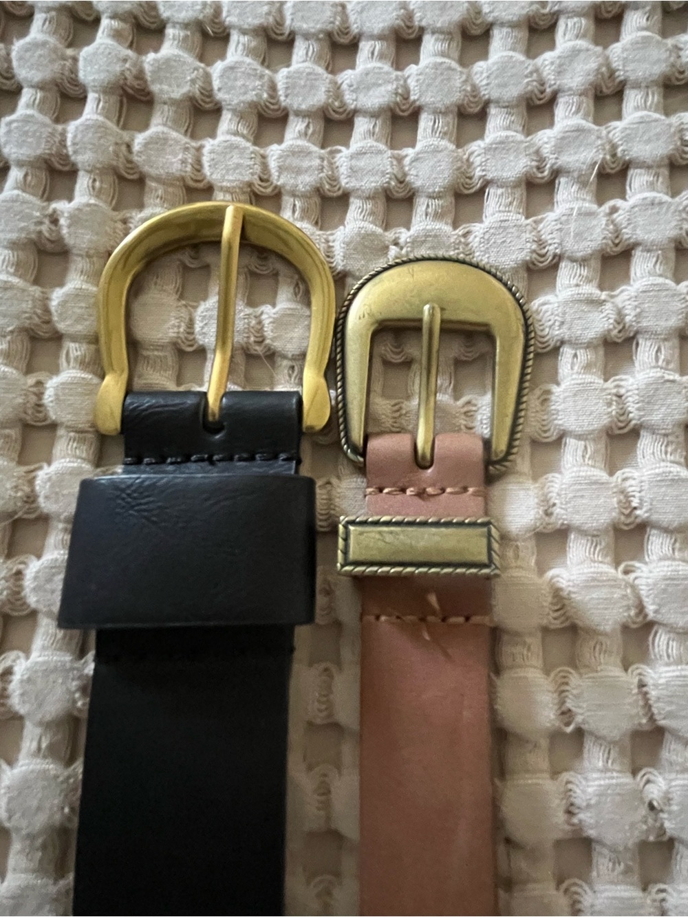 Leather Women’s Belts with Gold-Tone Buckle - Black and Brown